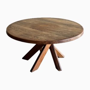 Circular Elm Table by Pierre Chapo