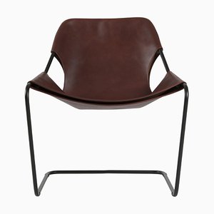 Paulistano Cognac Leather and Black Steel Chair by Objekto