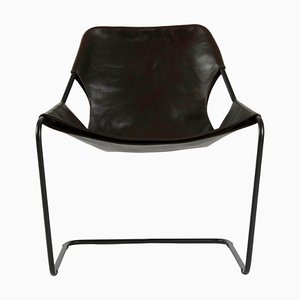 Paulistano Macassar Leather and Black Steel Chair by Objekto