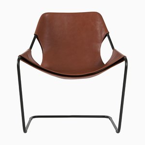 Paulistano Terracota Leather and Black Steel Chair by Objekto