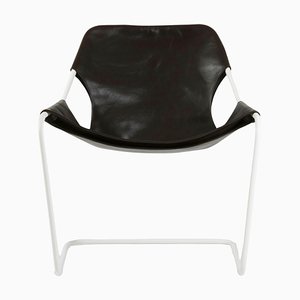 Paulistano Macassar Leather and White Steel Chair by Objekto