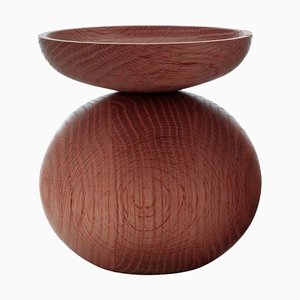 Bowl Shape Smoked Oak Vase by Applicata