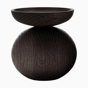 Bowl Shape Black Stained Oak Vase by Applicata