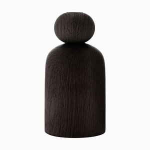 Ball Shape Black Stained Oak Vase by Applicata