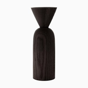 Cone Shape Black Stained Oak Vase by Applicata