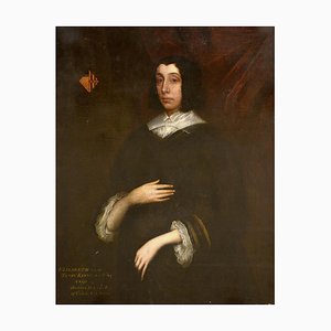 Englischer Schulkünstler, Porträt von Elizabeth Kinnersley, 17. Jh., Öl auf Leinwand