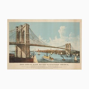 Póster Vista grande del puente de Brooklyn recién terminado