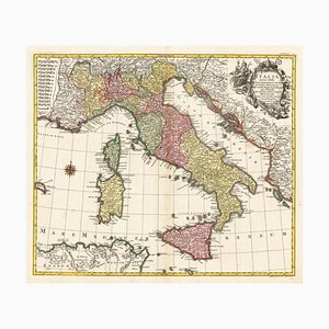 Italienkarte aus dem 18. Jh. in leuchtenden Farben
