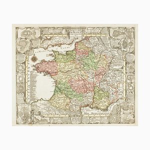 Mapa de Francia que celebra los éxitos militares de Luis XIV