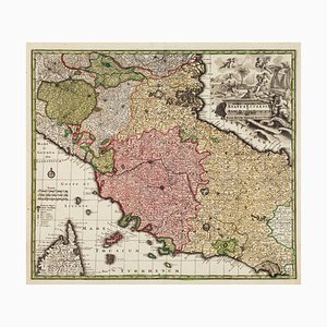 Mapa de la Toscana y los Estados Pontificios del siglo XVIII