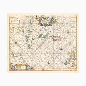17th Century Dutch Sea Chart of the North Atlantic