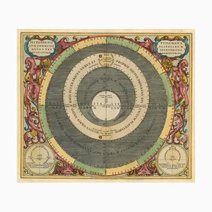 Carta celeste del siglo XVII que muestra las órbitas planetarias ptolemaicas