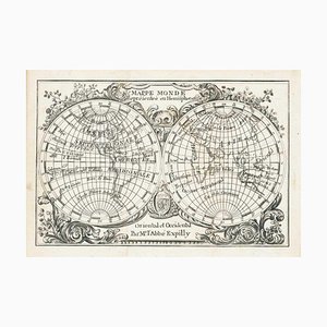Miniatur-Doppelhalbkugel-Weltkarte von J. Expilly, 1765
