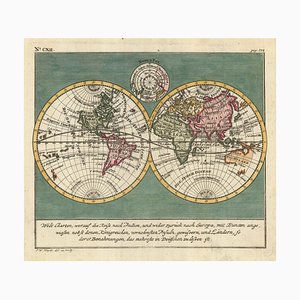 Mapa mundial de doble hemisferio del siglo XVIII