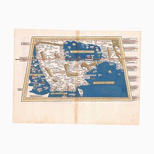 Incunable Map of Arabia with Lapis Lazuli Blue