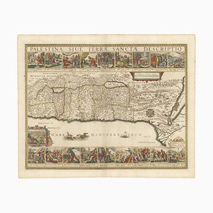 Mapa de Tierra Santa con paneles del siglo XVII