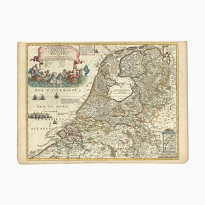 Karte der Niederlande mit einer feinen Seekartusche von Enzo Mari