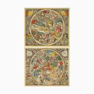 Celestial Charts with Christian Iconography, Set of 2