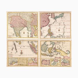 Carte Murale à Quatre Feuilles de l'Extrême-Orient, Set de 4