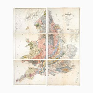 Mapa geológico de Inglaterra y Gales en seis hojas. Juego de 6