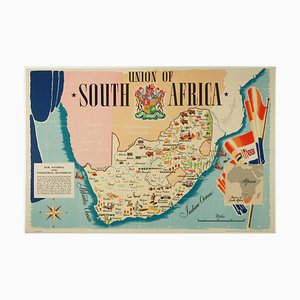 Pictorial Map of South Africa from the Second World War, 1940s