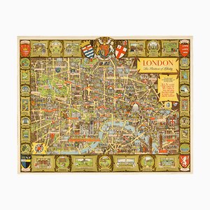Bildliche Wandkarte von London nach dem Krieg