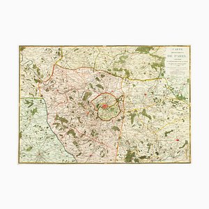 Mapa de los alrededores de París, principios del siglo XIX