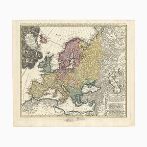 Mid-18th Century Map of Europe Showing the Spread of Religions