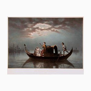 A Romantic View of Venice by Moonlight, 1800s, Lithograph