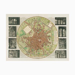 Mapa de Milán con viñetas de interiores