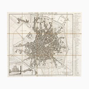 19th Century Map of Milan (Italy) - Antonio Tua, 1840