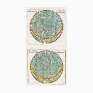 18th Century Celestial Charts of the Northern and Southern Skies, Set of 2