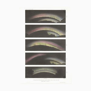 Paul Gaimard, Fünf frühe Illustrationen der Aurora Borealis auf einem Blatt, Lithographie