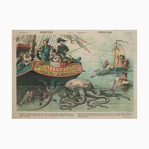 Satire mit dem berühmten russischen Oktopus, 1884, Lithographie