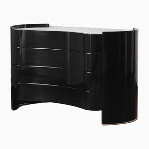 Black Lacquered Wood Chest of Drawers attributed to Kazuhide Takahama for Gavina, 1980s