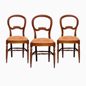 Louis Philippe Chairs in Walnut and Fabrics, Set of 3
