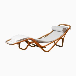 Chaise Longue Inclinable en Rush et Tissu Original de Bonacina, 1889