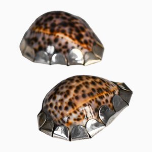 Shells with Hand-Decorated Silver Metal Wall Lights by Gabriella Crespi, 1970s, Set of 2