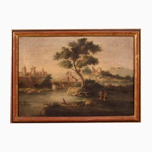 Rustic Landscape, Mid-20th Century, Oil on Canvas, Framed