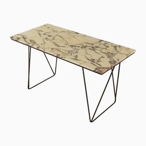 Vintage Schreibtisch aus Stahl & Marmor, 1960er