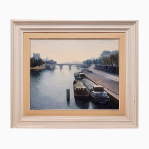 Josep Mª Vayreda Canadell, The Seine, 1970s, Oil on Canvas, Framed