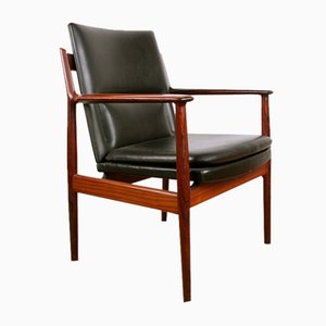 Large Danish Armchair in Rosewood and Leather by Arne Vodder for Sibast, 1960s