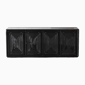 Large Glossy Black Lacquered Sideboard