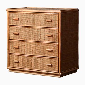 Rattan and Wicker Chest of Drawers with 4 Drawers, 1980s