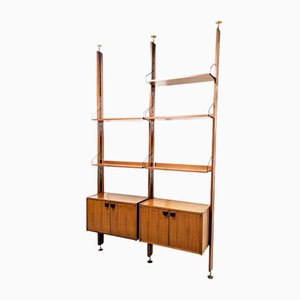 Italian Teak, Black Metal and Brass Bookshelf from Selex, 1960s