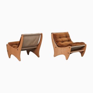 Mid-Century Danish Beech Lounge Chairs, 1980s, Set of 2