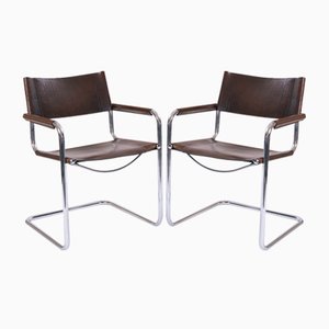 Bauhaus Brown S34 Linea Veam Chairs by Mart Stam & Marcel Breuer, 1970s, Set of 2