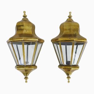 Louis XIII Wandlampen aus Messing mit 4 Leuchten, 2er Set, 1950er