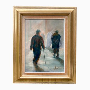 Henning Büllier, Figures Walking Away, 1920s, Oil on Canvas, Framed