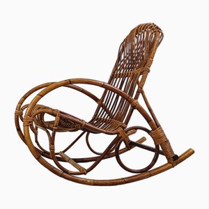 Rocking Chair Vintage en Bambou, 1960s